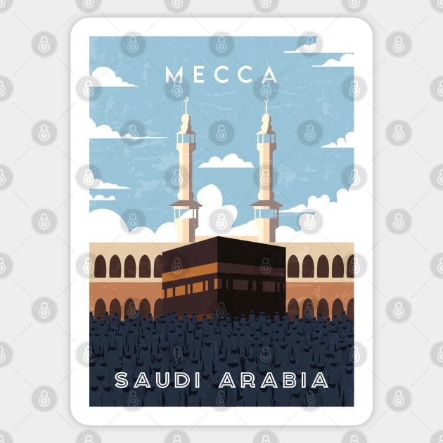 Mecca, Saudi Arabia. Retro travel poster Sticker by GreekTavern